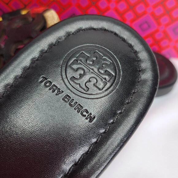 TORY BURCH 'MILLER' LEATHER THONG SANDALS EMBROIDERED W/'TB' BOX - Picture 13 of 16